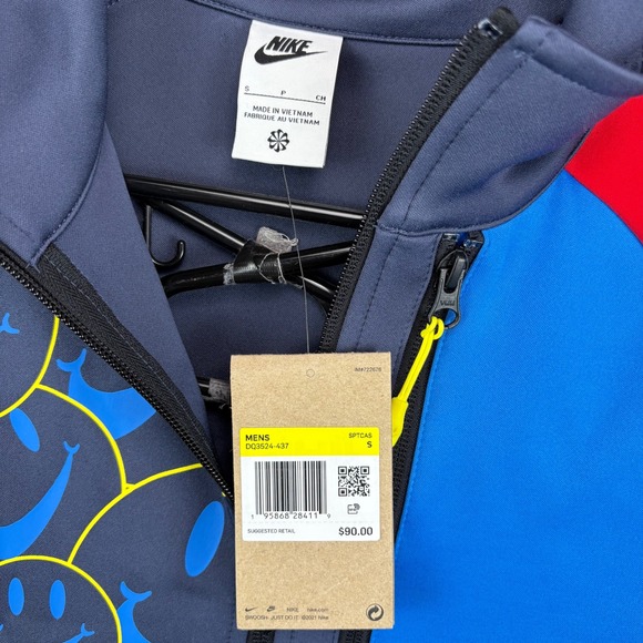Nike Mens Full Zip Track Jacket Smiley Face Graphic Red Blue Yellow Gray Size S - Picture 2 of 8